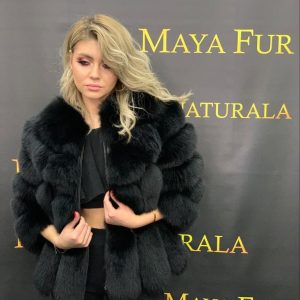 Haina din vulpe polara Neagra Model MAYA